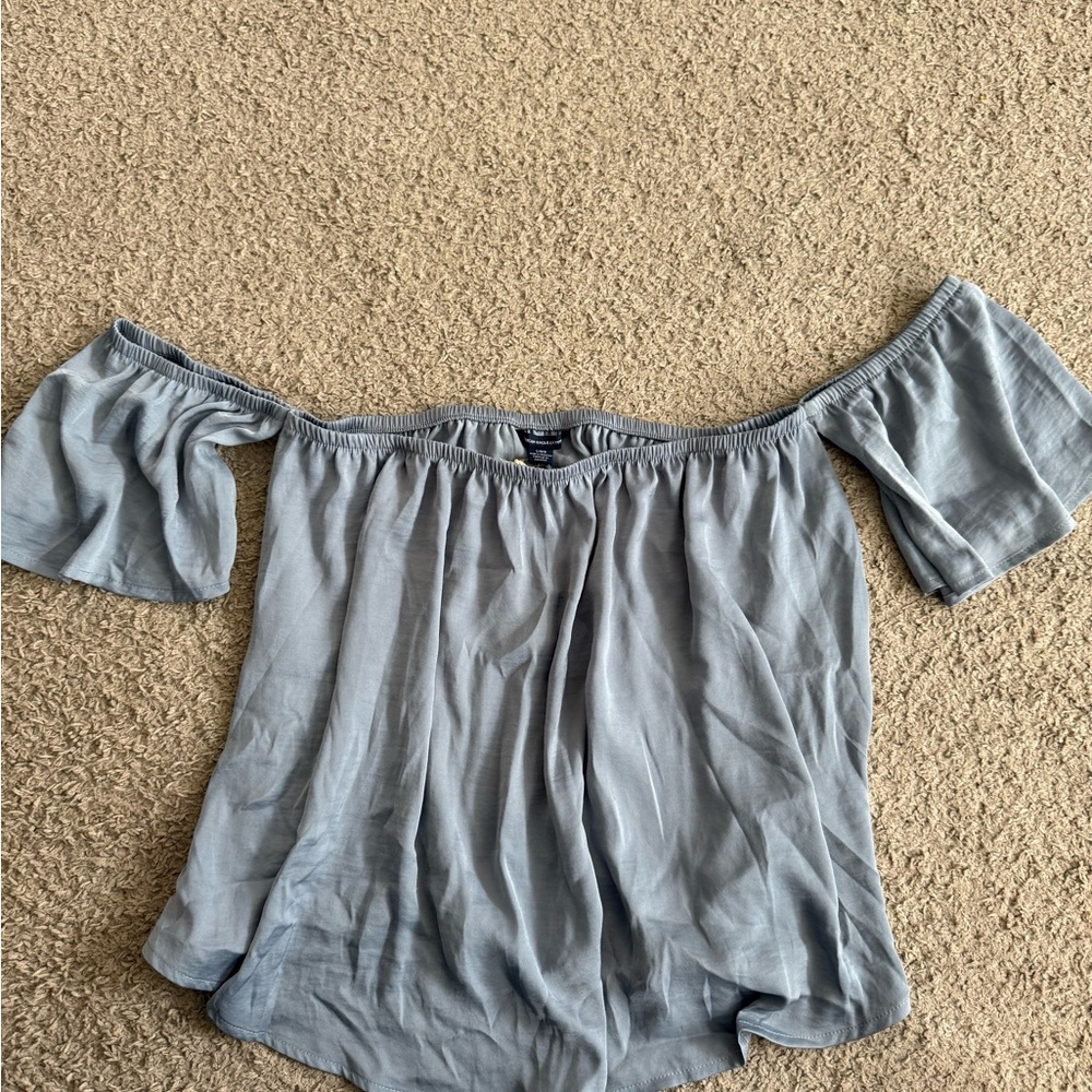 American Eagle Blue Off-Shoulder Top